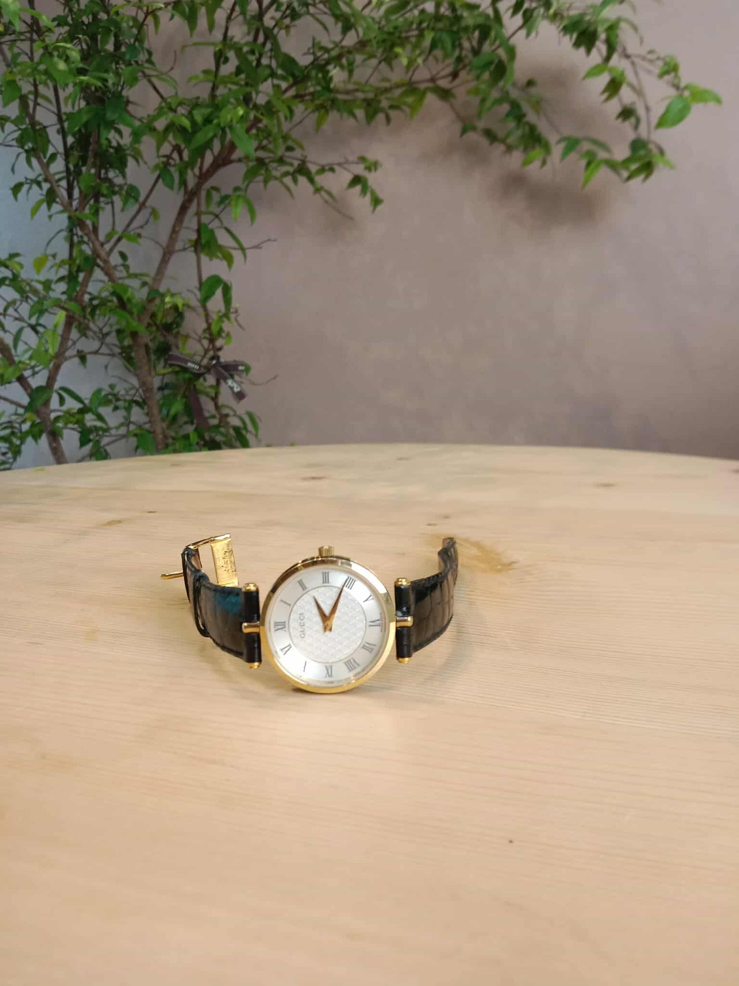 Gucci Men Gold Plated Band Wristwatch