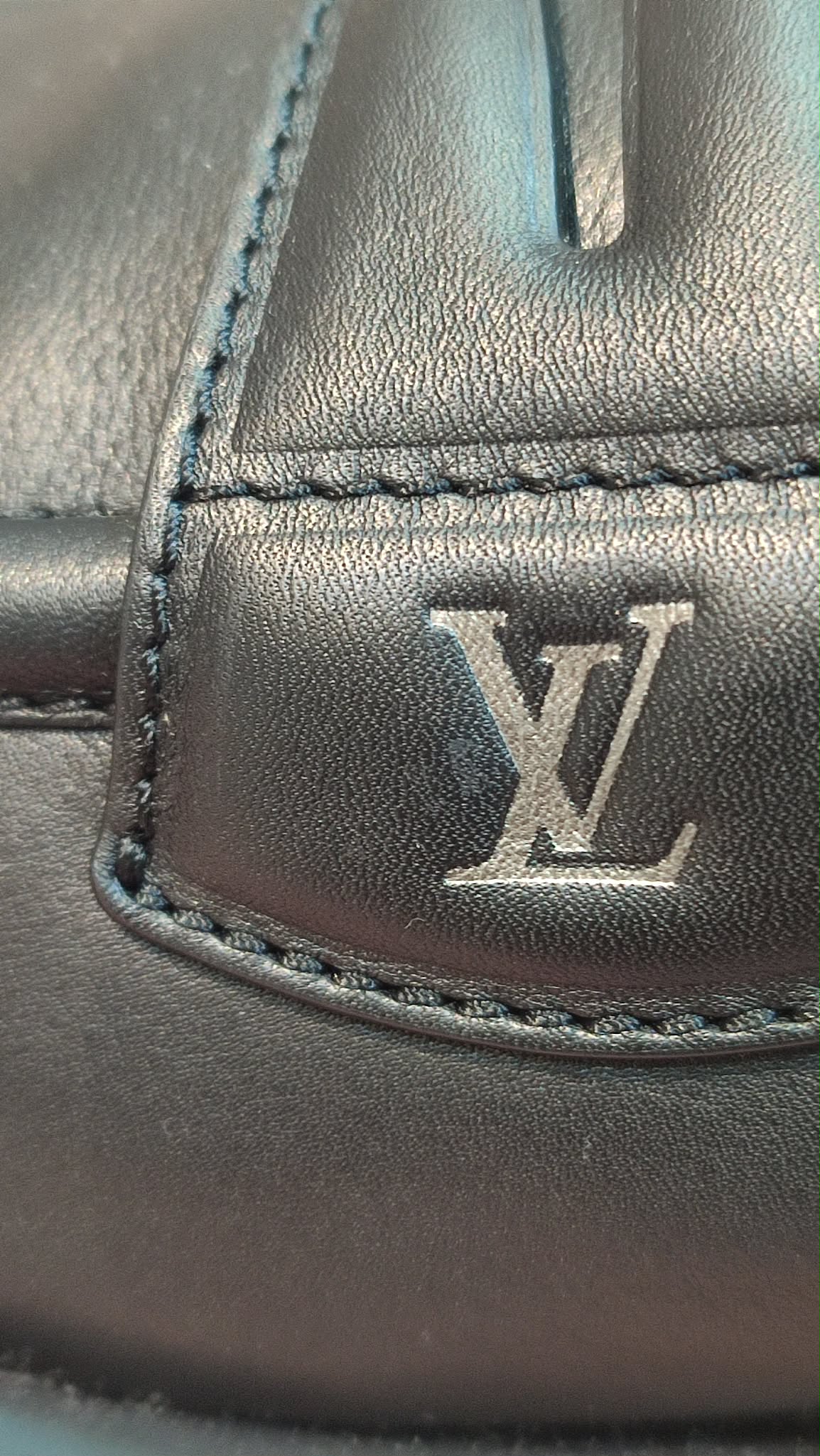 Louis Vuitton Logo Leather Loafers Black Size 8