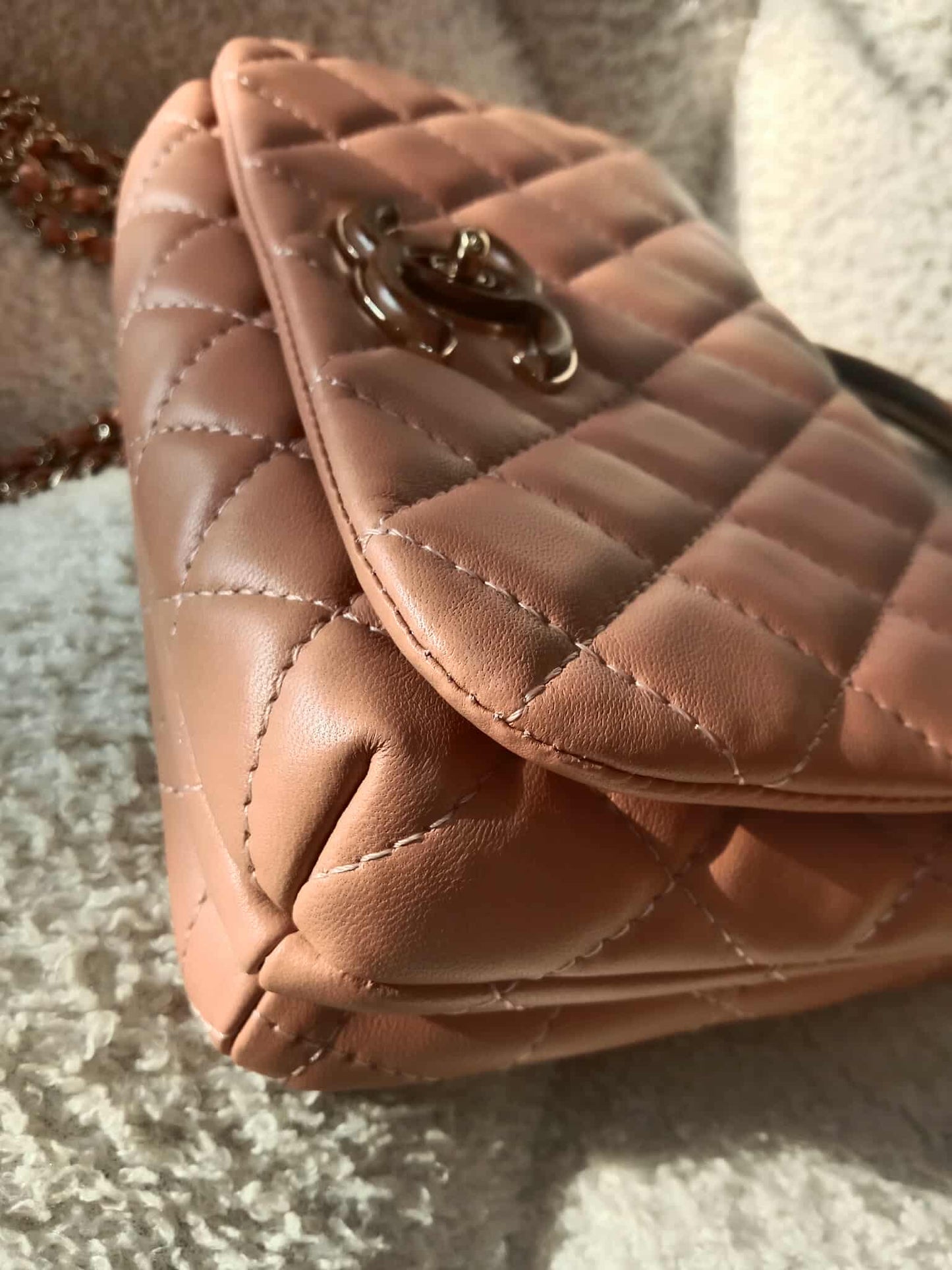 Chanel Mini Seasonal Wood Top Handle Flap Bag Peach Series 26