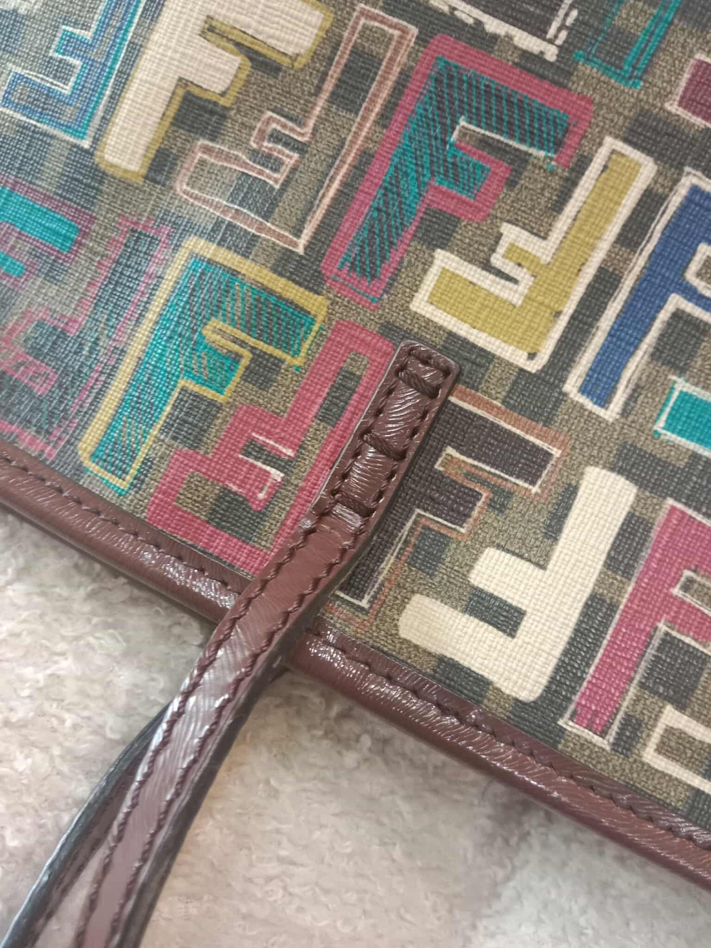 Fendi Multicolor Zucca Spalmati Roll Tote Bag