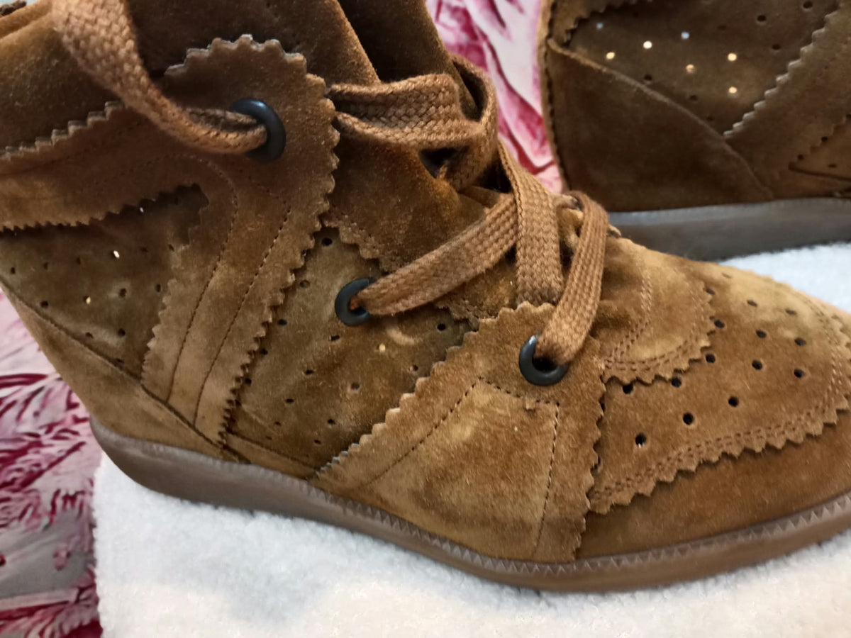 Isabel Marant Bobby Suede Sneaker Boots Brown/Caramel Size 38