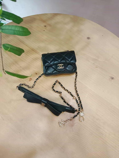 Chanel Bow Chain Belt Bag Black Lambskin Series 31