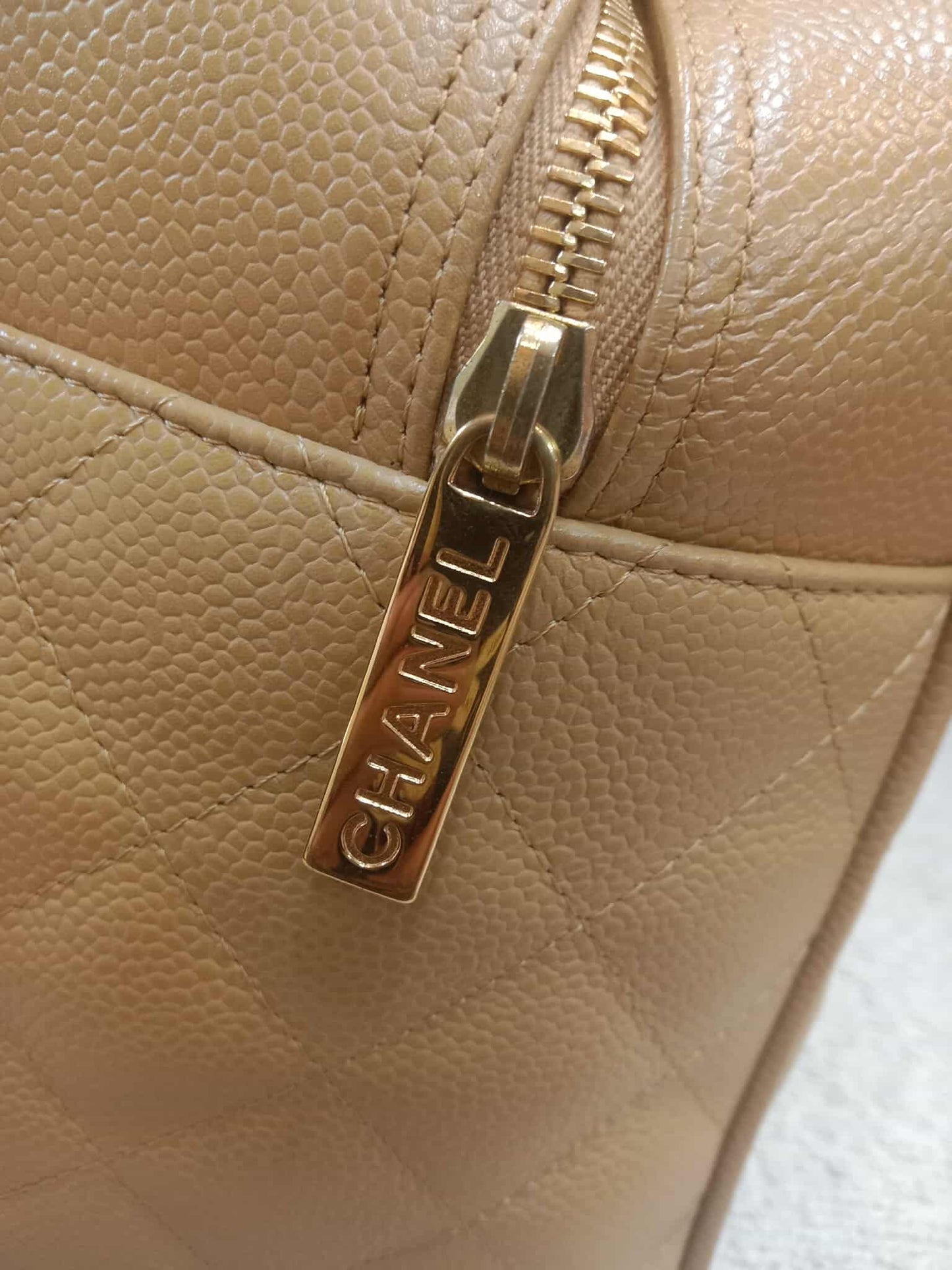 Chanel Bowling Bag Beige Caviar Series 9