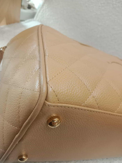 Chanel Bowling Bag Beige Caviar Series 9