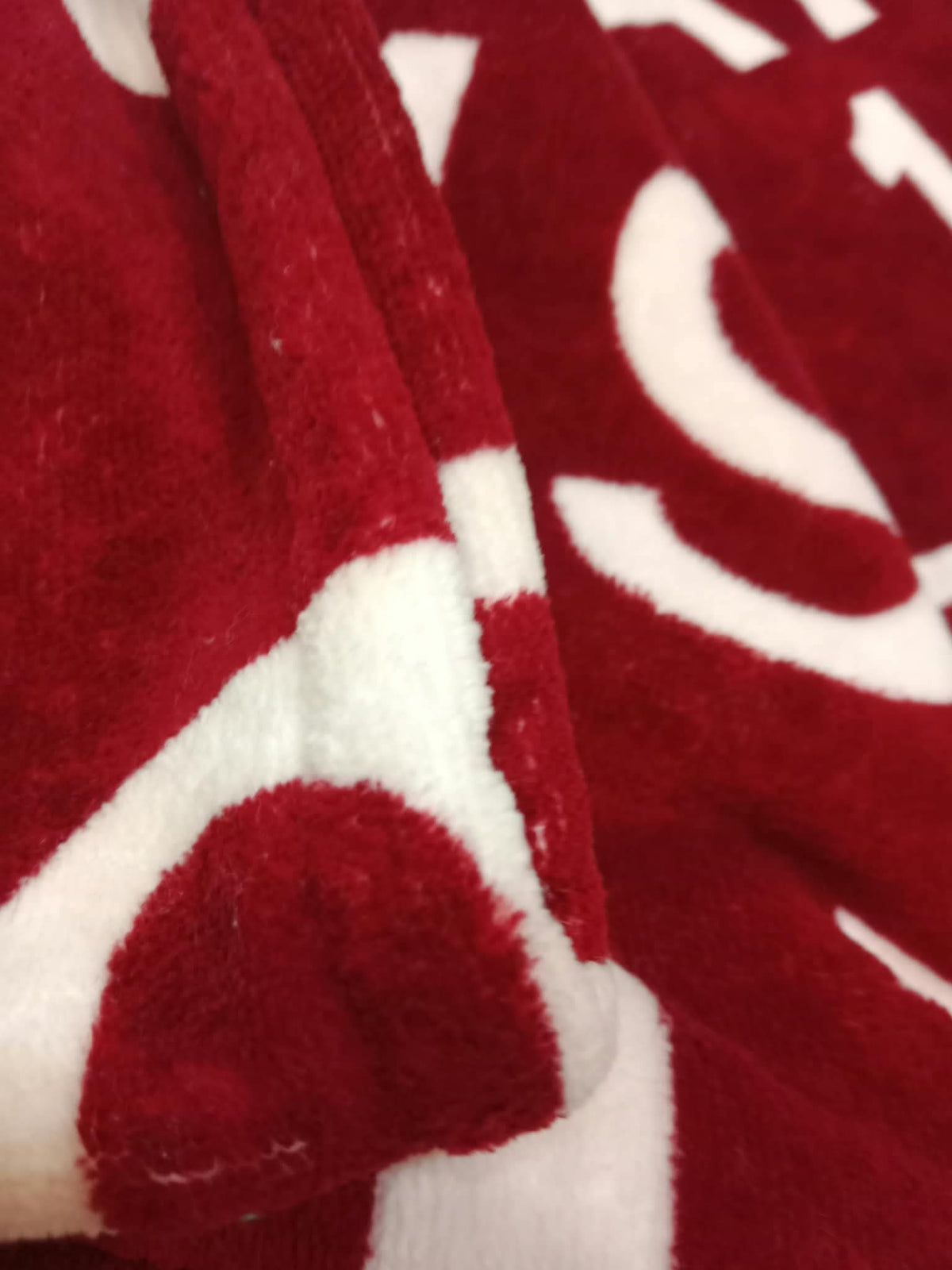 Chanel By Sea Line Cotton Blanket featuring Large printed Leather