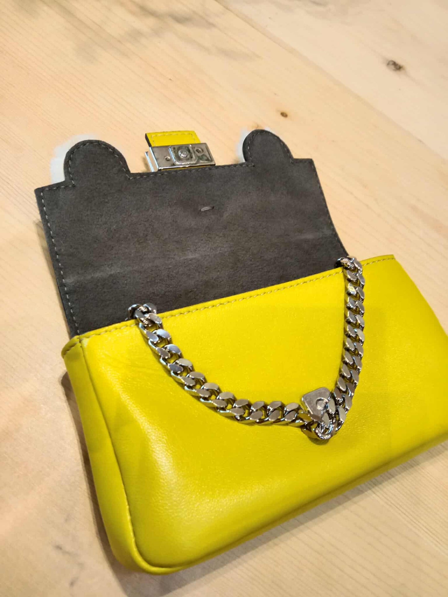 Fendi Monster Baguette Leather and Fur Micro