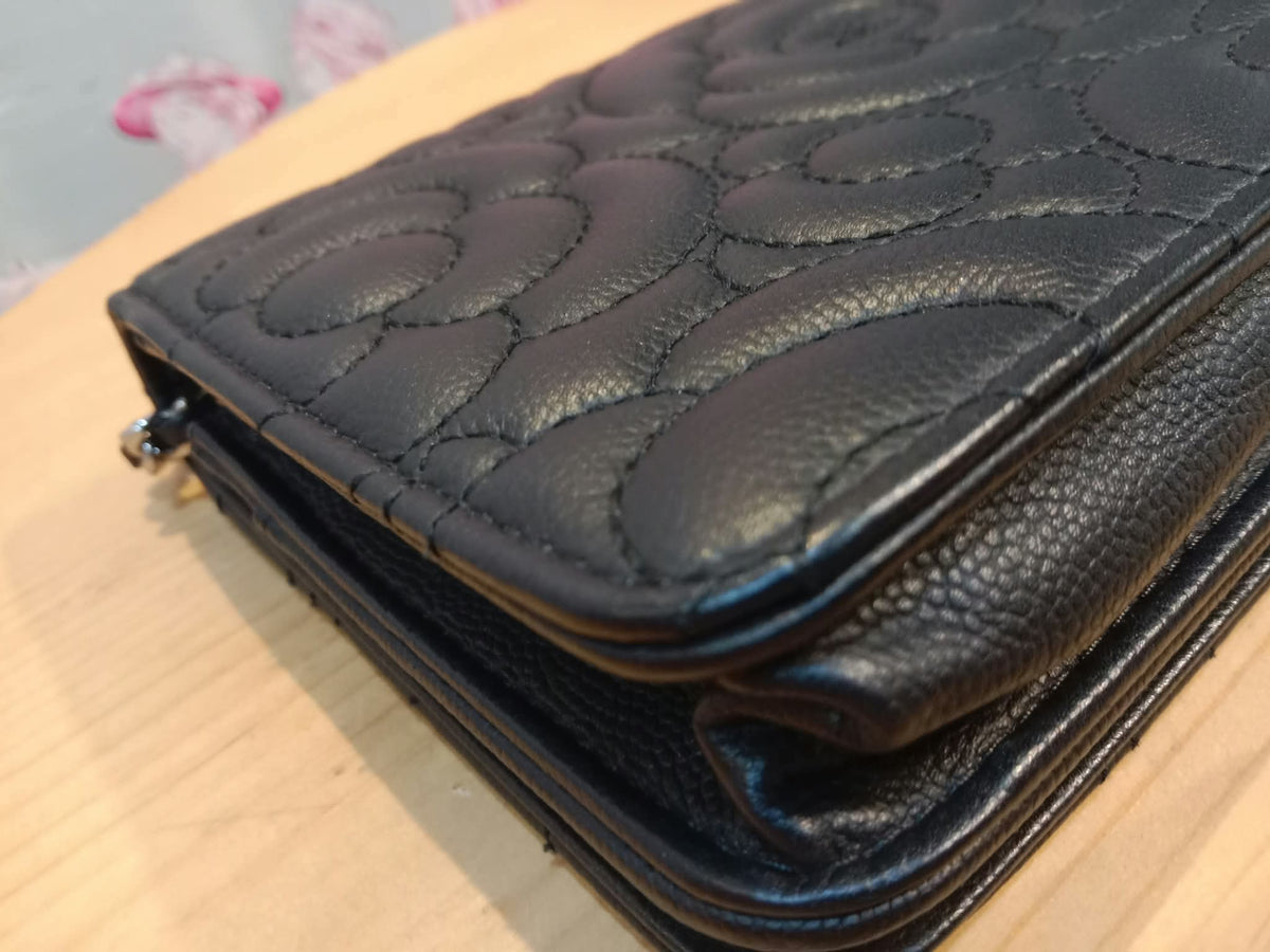 Chanel Camellia Embossed Wallet on Chain Black Series 24