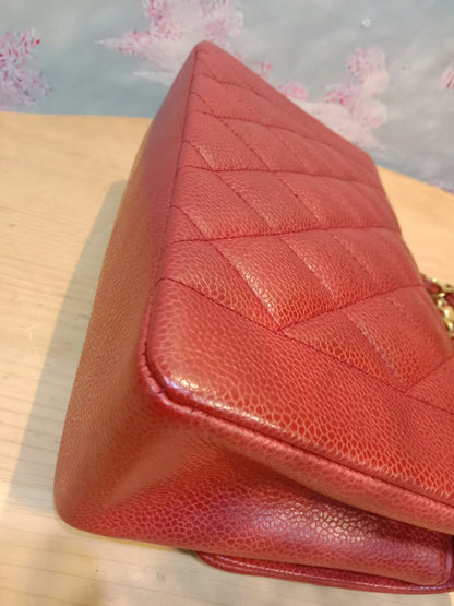 Chanel Diana Quilted Caviar Leather Red Series 2
