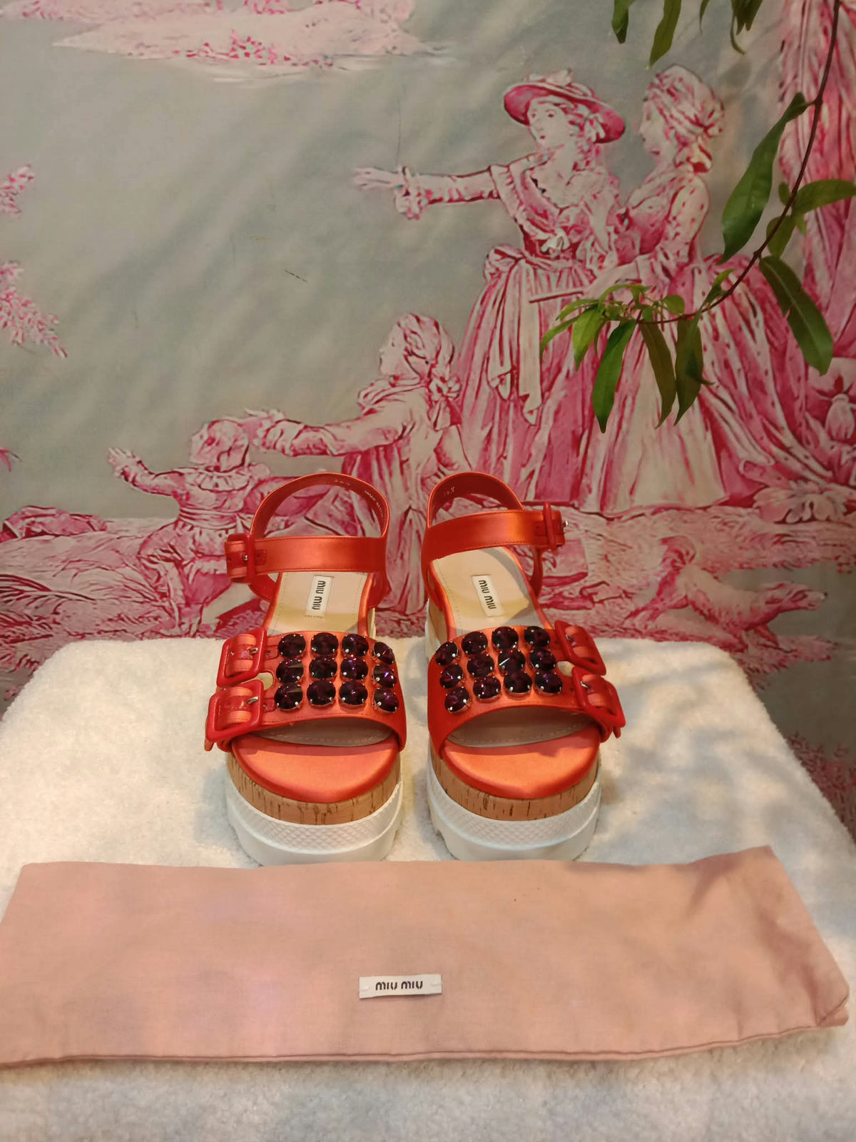 Miu Miu Platform Sandals Orange Size 36.5