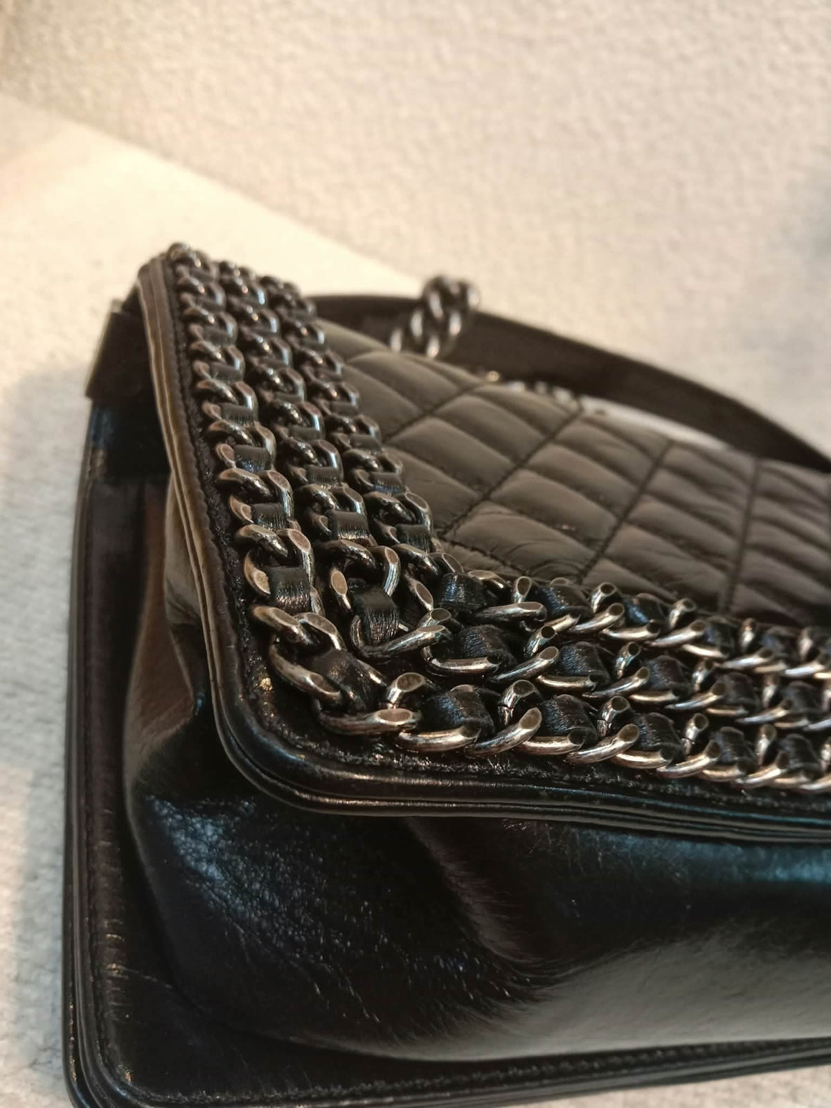Chanel Boy Flap Chain Trim Calfskin Black Series 20