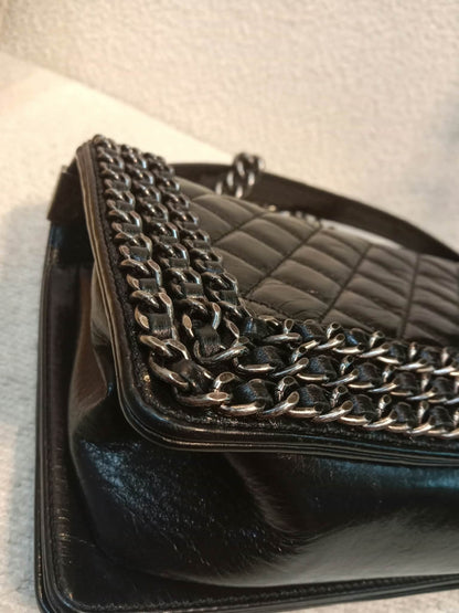 Chanel Boy Flap Chain Trim Calfskin Black Series 20