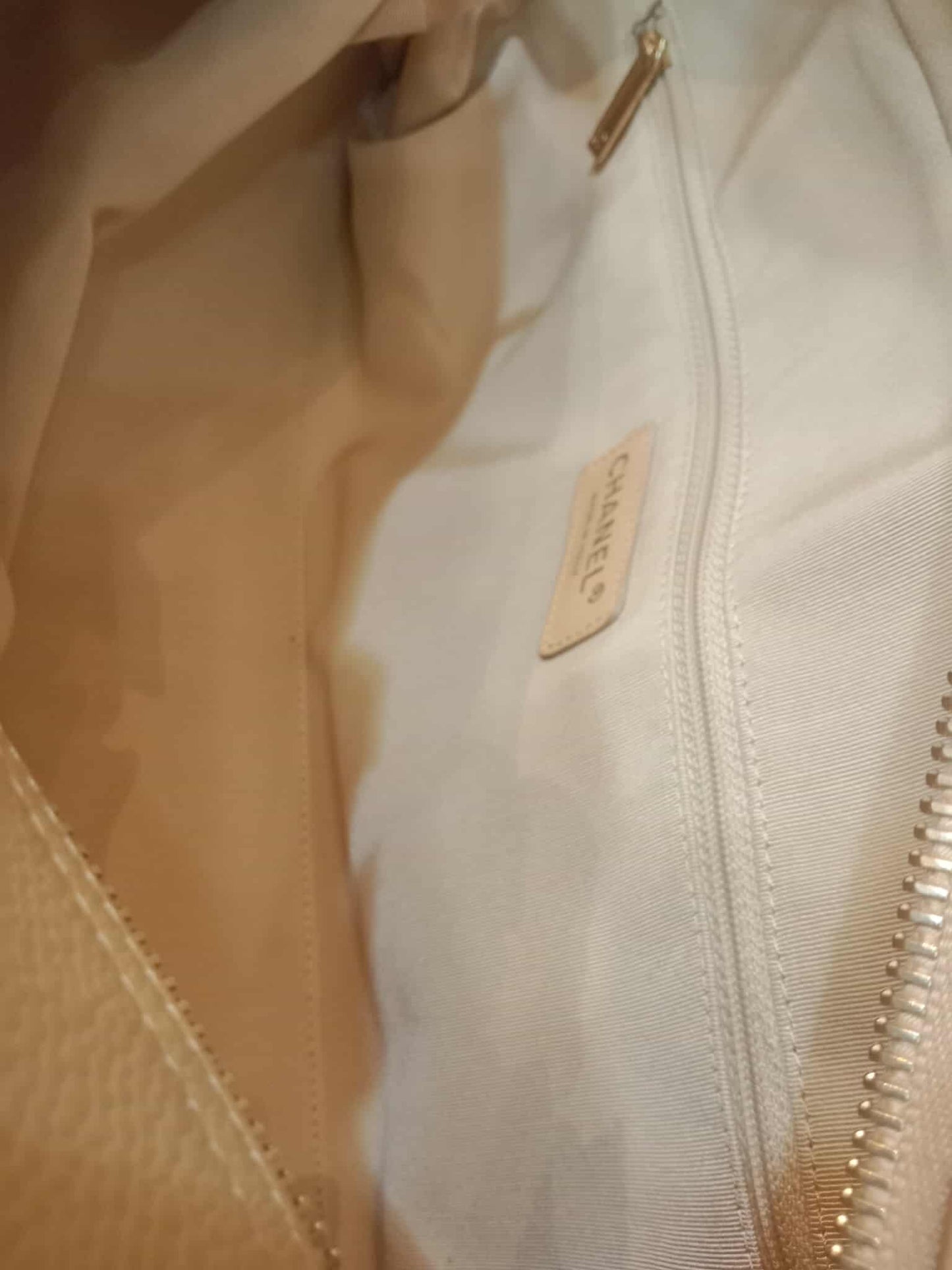 Chanel Bowling Bag Beige Caviar Series 9