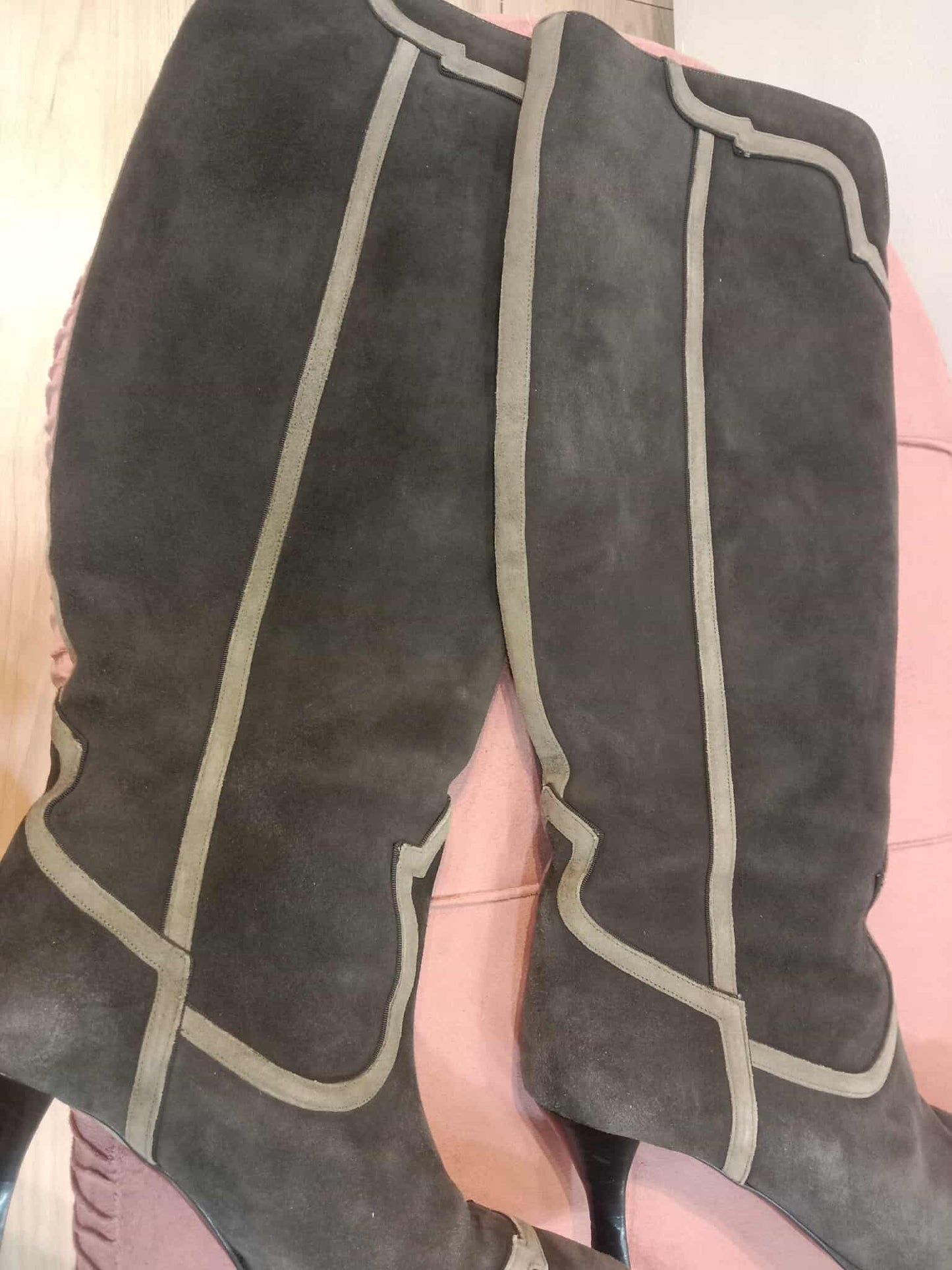 Hermes Knee-High Boots Suede Chocolate Brown Size 37