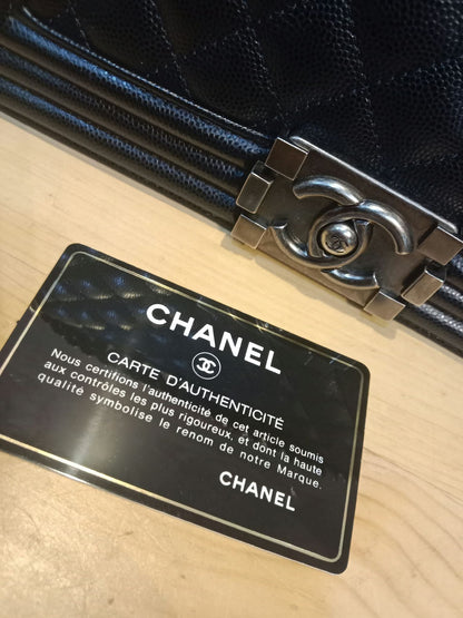 Chanel Boy Flap Black Caviar Old Medium Series 28