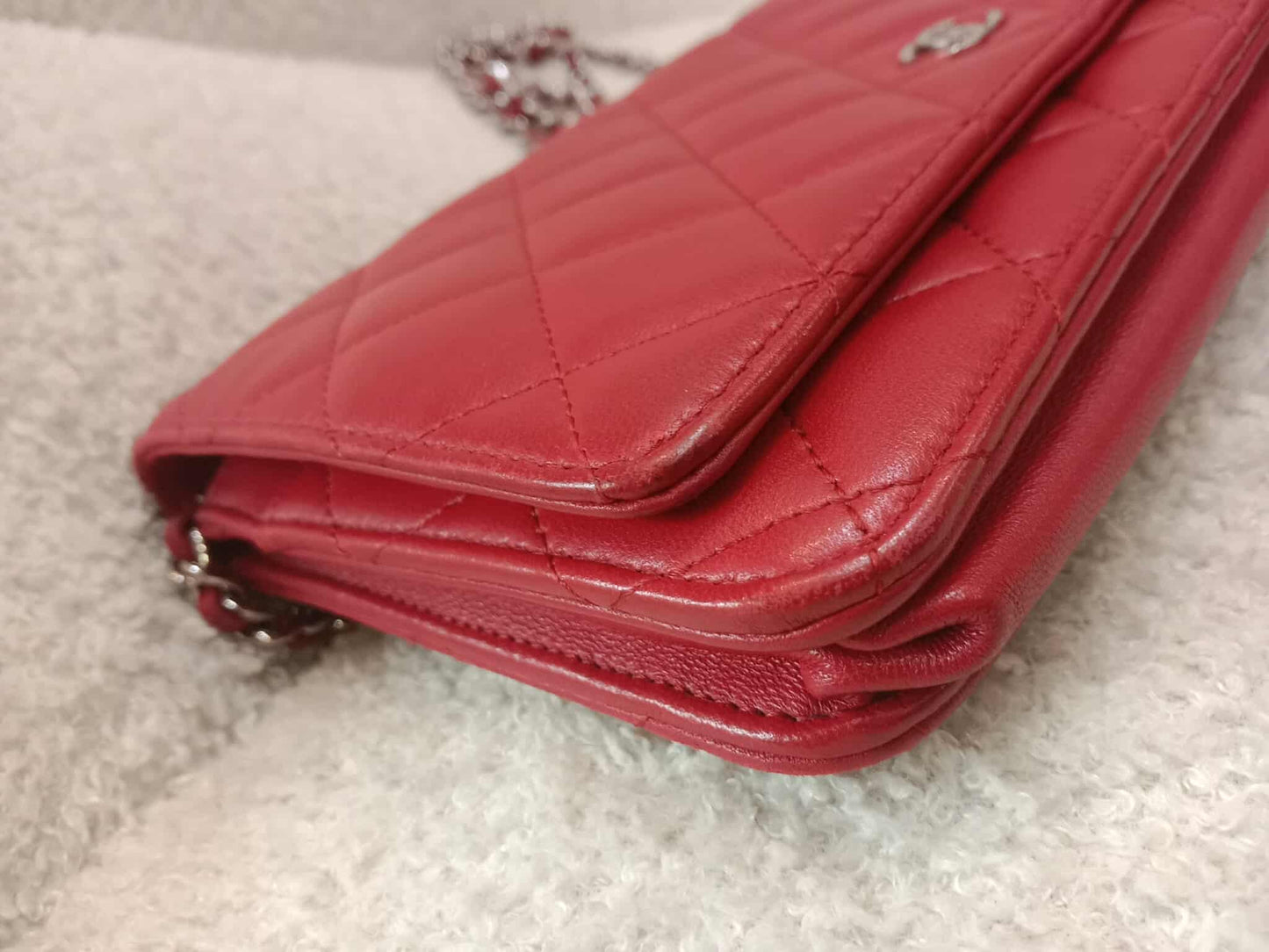 Chanel Classic Wallet On Chain Red Lambskin Series 16