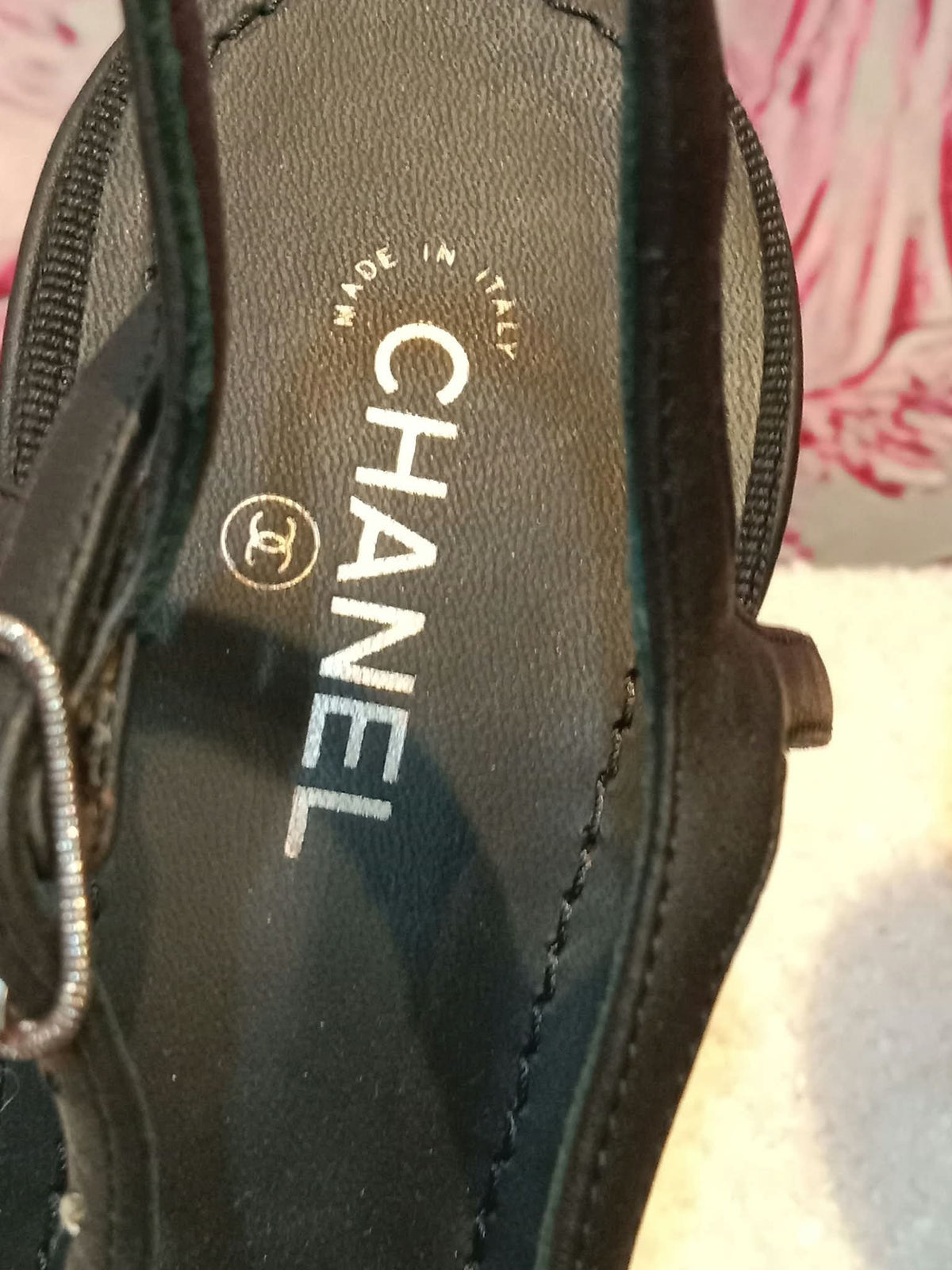 Chanel Ankle-Strap Tiered Bow CC Logo Sandals Black Size 37 1/2