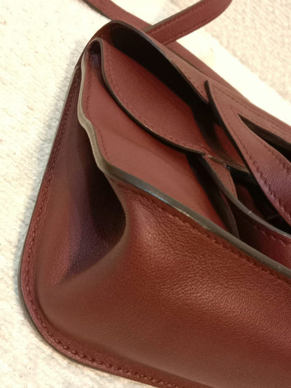 Hermes Halzan 22 Burgundy Clemence Stamp A 2017