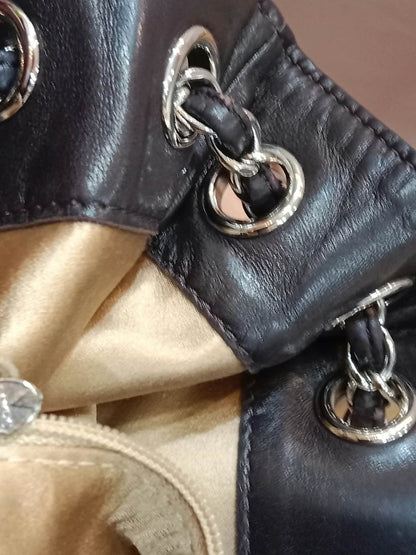 Chanel Drawstring Lambskin Black Tote Bag Series 8