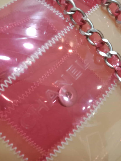 Chanel PVC Patchwork Stitched Flap Bag Beige/Pink Series 5