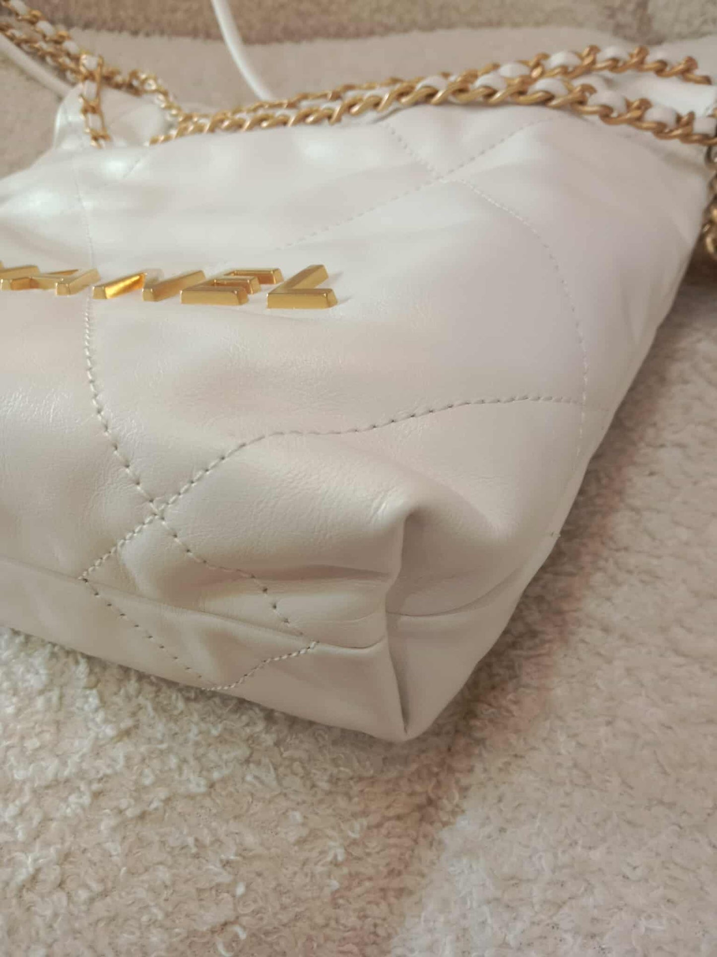 Chanel 22 Mini Tote Lambskin White Microchipped