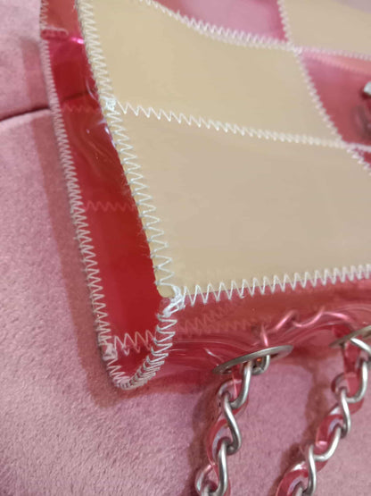 Chanel PVC Patchwork Stitched Flap Bag Beige/Pink Series 5