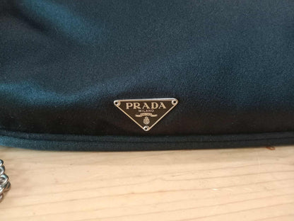 Prada Black Satin Raso Chic Kisslock Eastwest Bag