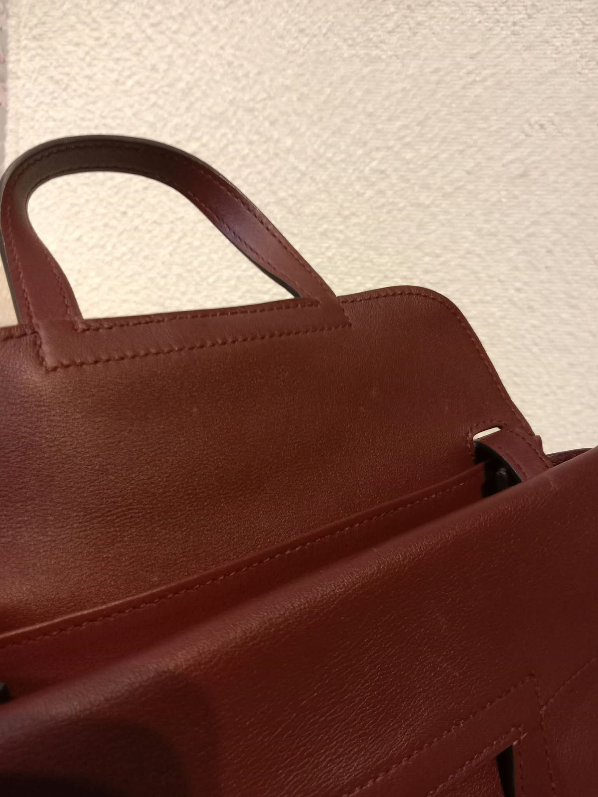 Hermes Halzan 22 Burgundy Clemence Stamp A 2017