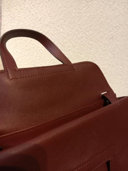 Hermes Halzan 22 Burgundy Clemence Stamp A 2017