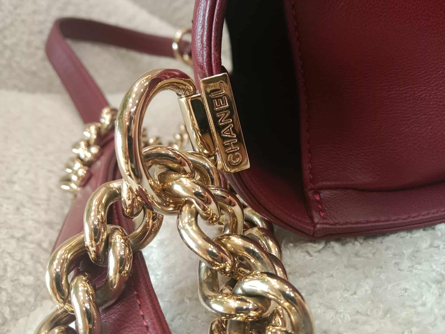 Chanel Boy Flap New Medium Burgundy Lambskin Series 22