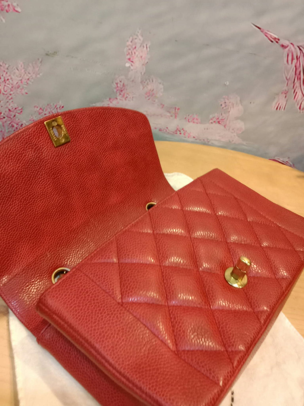 Chanel Diana Quilted Caviar Leather Red Series 2