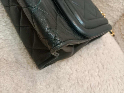 Chanel Vintage Chain Tassel Flap Bag Black Lambskin Series 0