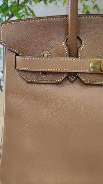 Hermes Birkin 30 Bicolor Gold/Biscuit Epsom Stamp G Square 2003 GHW