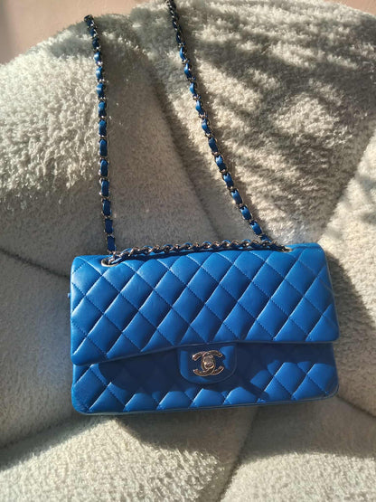Chanel Classic Medium Double Flap Lambskin Blue Series 26