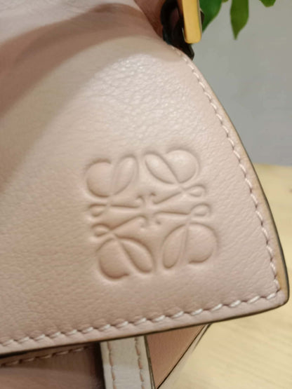 Loewe Suede Puzzle Bag Tricolor Blush Pink Medium