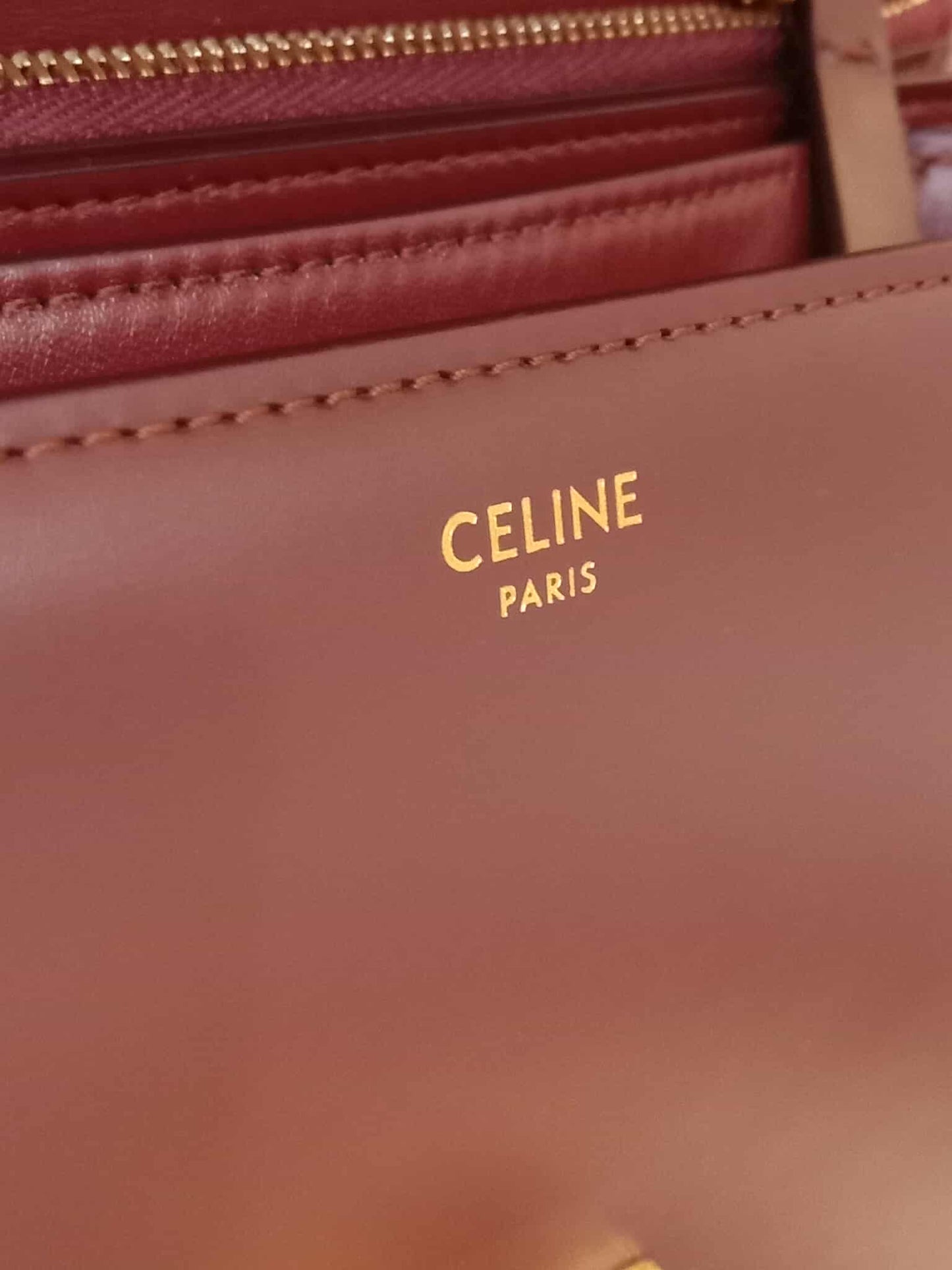 Celine Medium Classic Box Bag In Burgundy Calfskin Leather