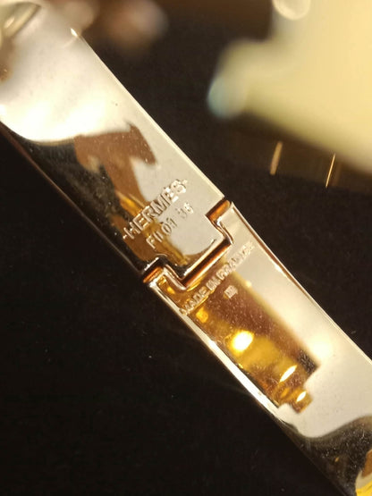 Hermes Clic H Bangle Bracelet Enamel Etoupe PM