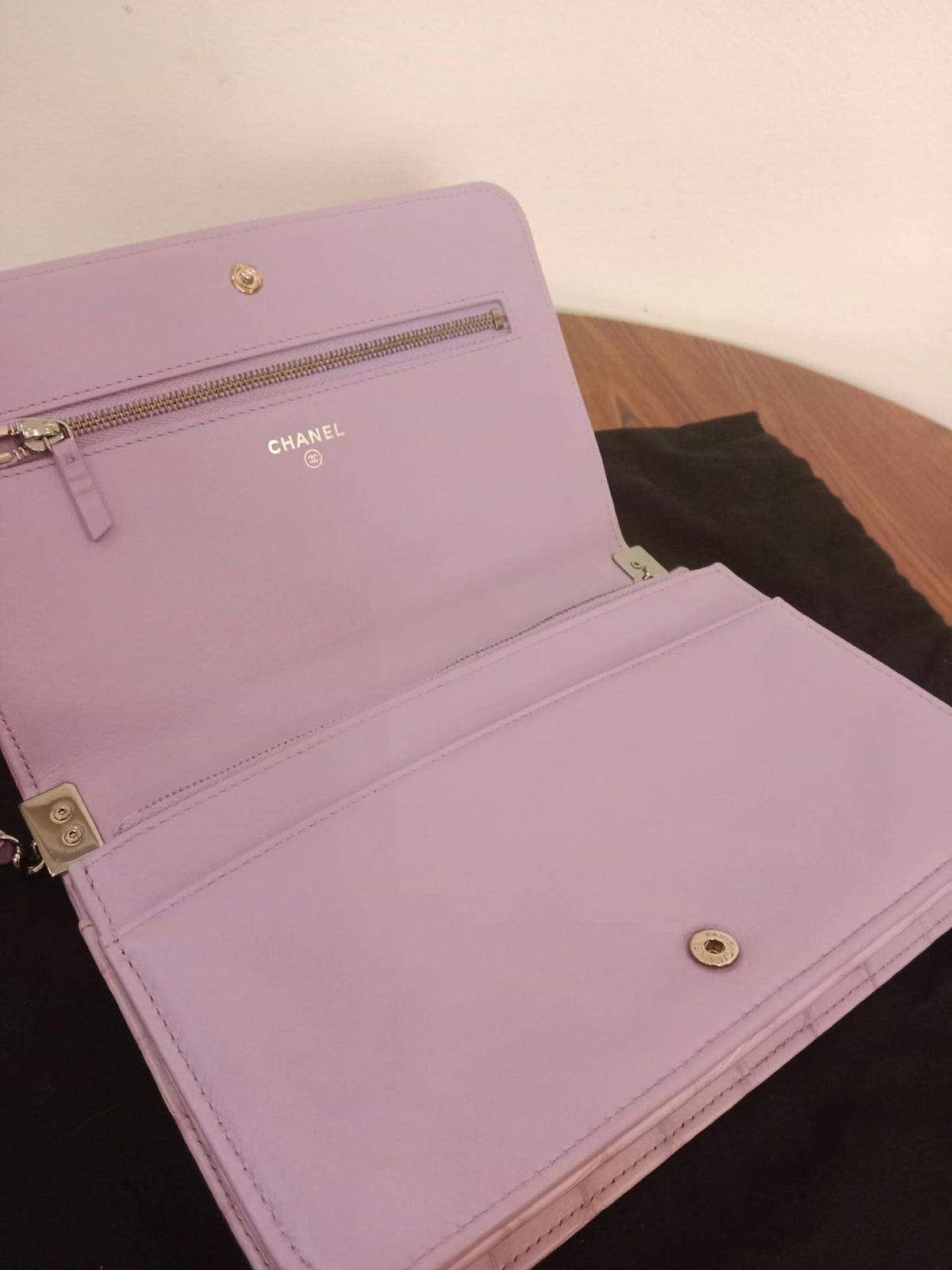 Chanel Boy Flap Wallet on Chain Crocodile Lavender Series 20