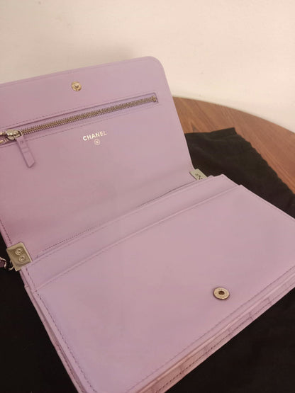 Chanel Boy Flap Wallet on Chain Crocodile Lavender Series 20