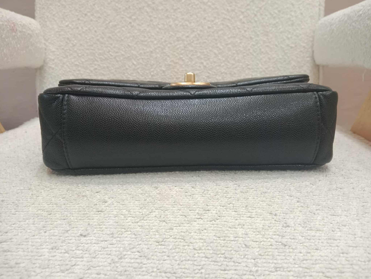 Chanel Seasonal Flap Caviar Black Microchipped