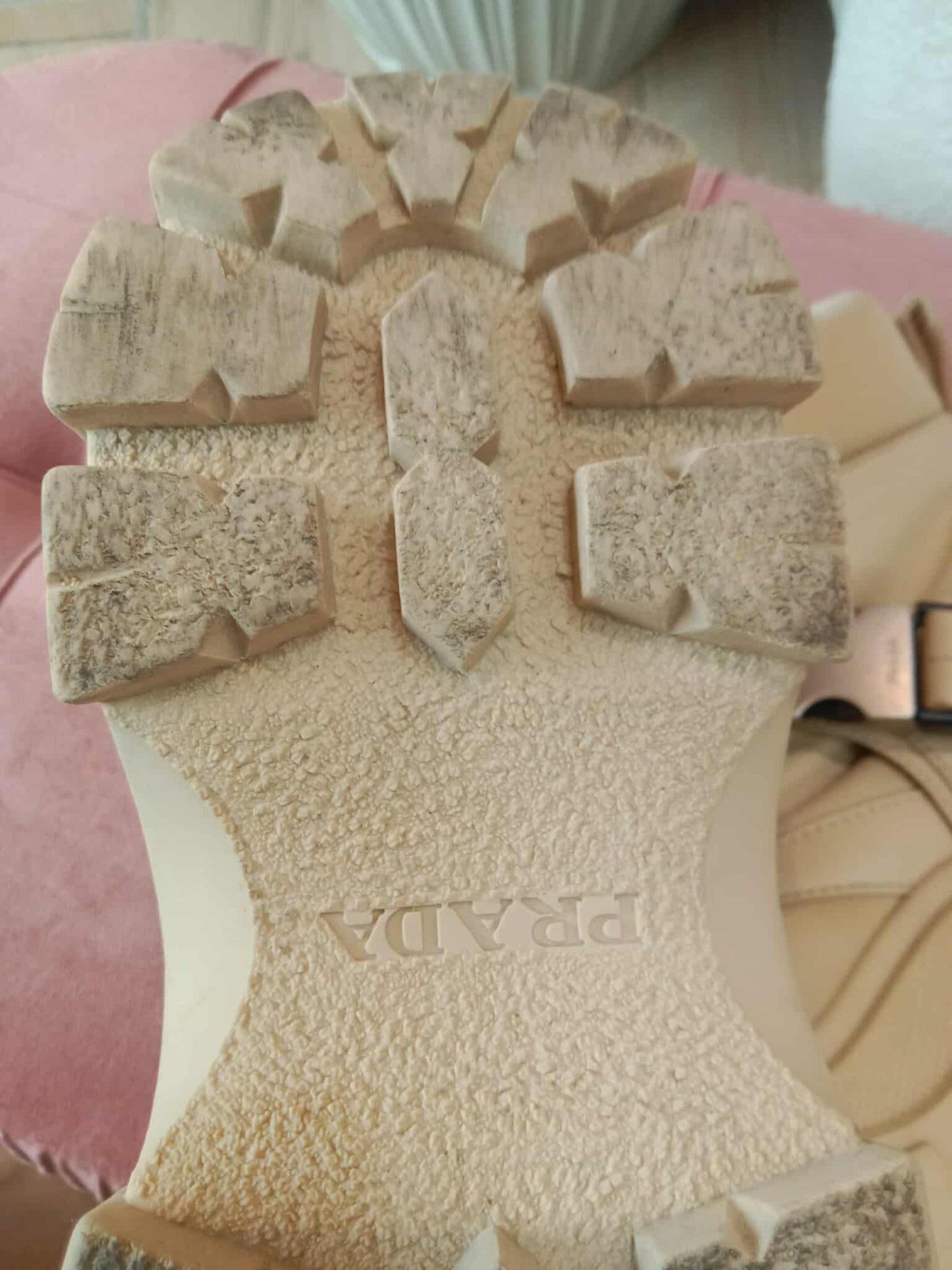 Prada Monolith Boots Beige Size 38