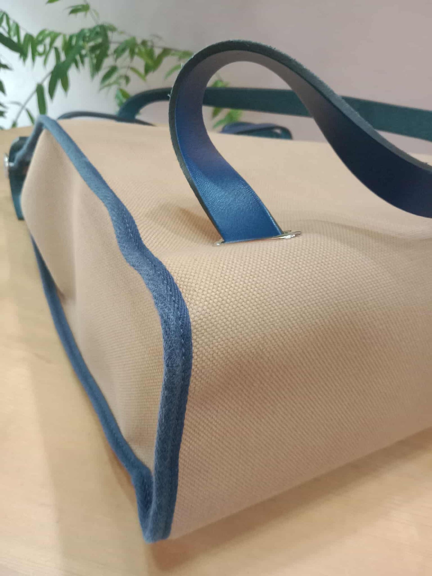 Hermes Herbag Ado Zip Backpack Canvas Bicolor Tan/Blue Stamp U 2022