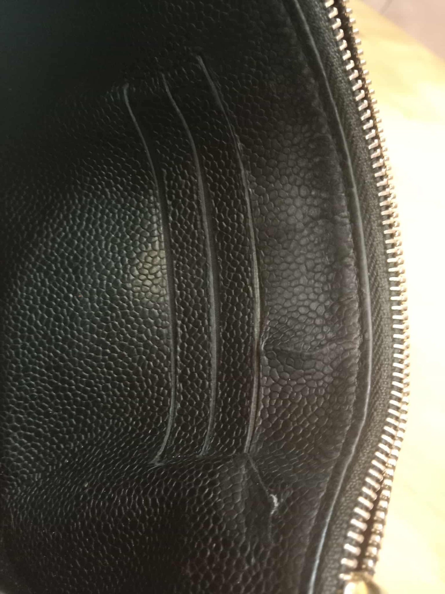 Chanel Black Quilted Caviar Leather Zip Pouch Series 25