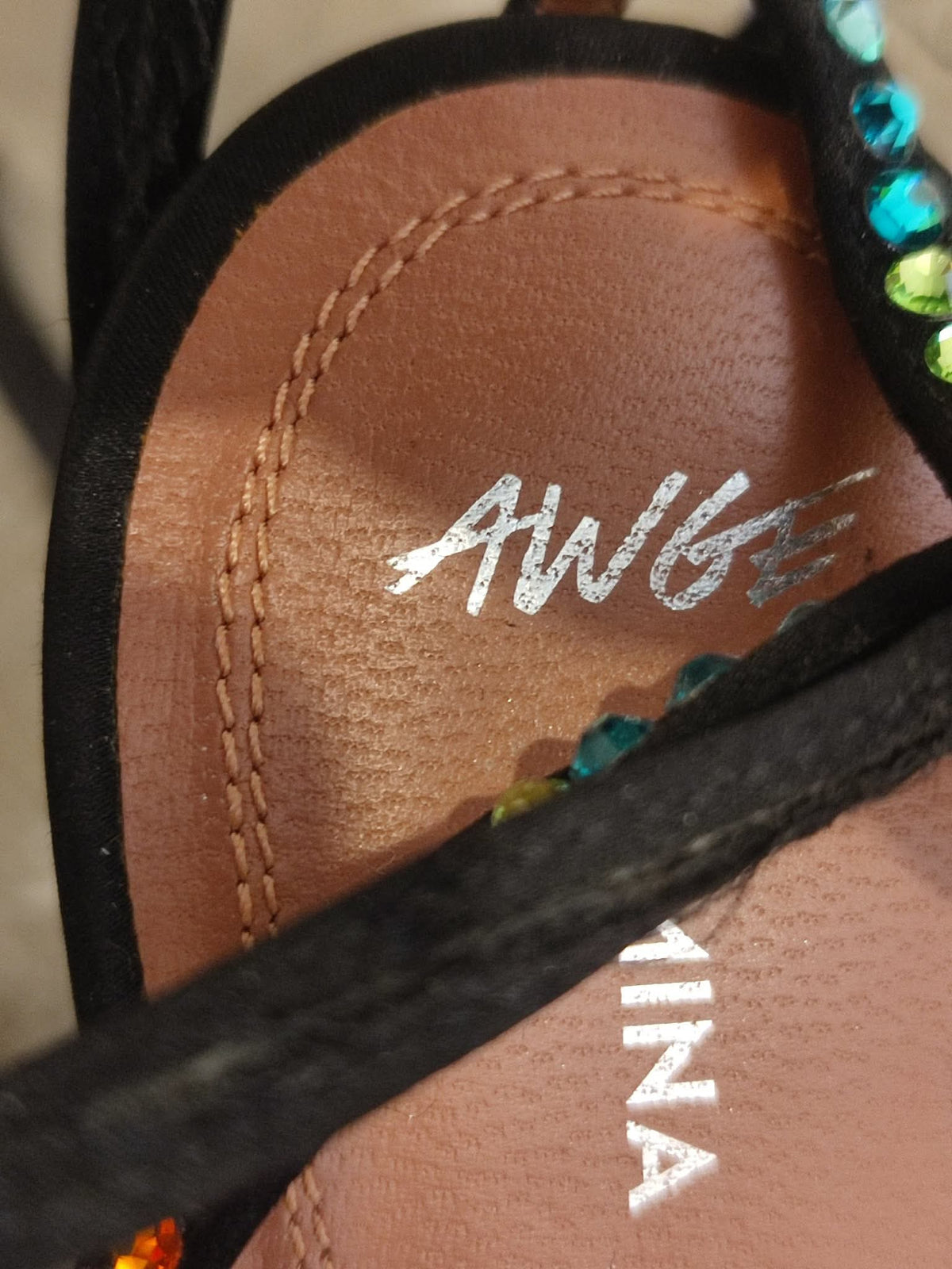 Amina Muaddi x AGWE Rainbow LSD Glasi Heeled Sandals Size 36 Black
