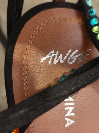 Amina Muaddi x AGWE Rainbow LSD Glasi Heeled Sandals Size 36 Black