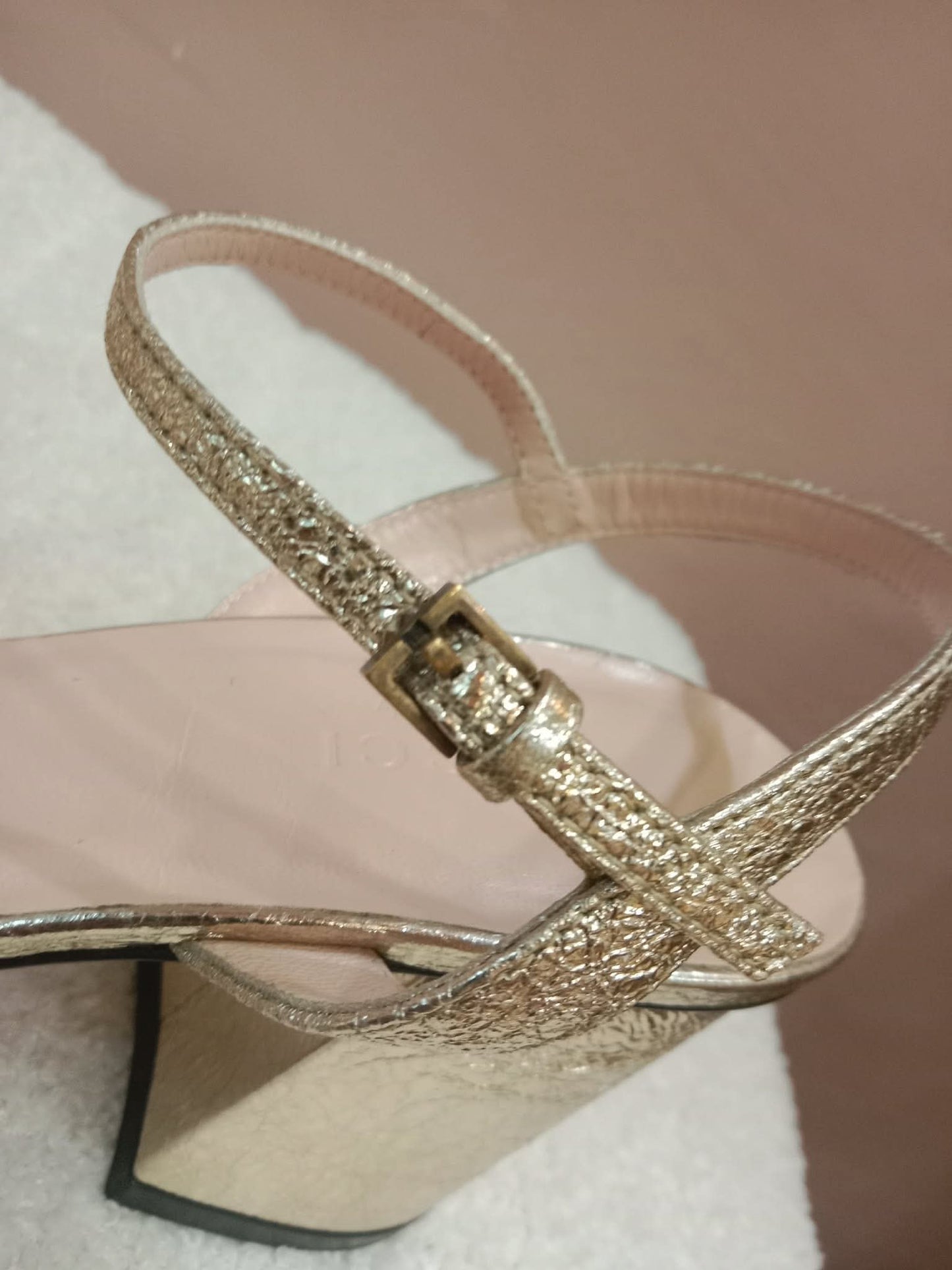 Gucci GG Marmont Sandals Metallic Gold Size 36