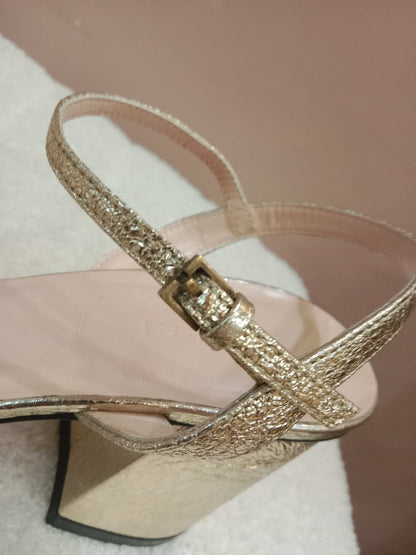 Gucci GG Marmont Sandals Metallic Gold Size 36