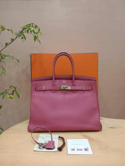 Hermes Birkin 35 Rose Poupre Clemence Stamp T 2015