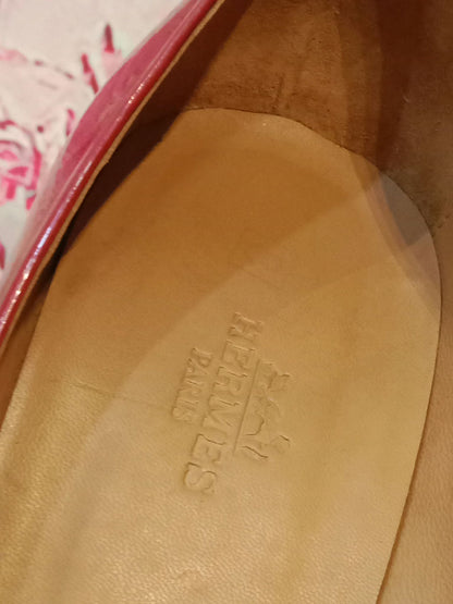 Hermes Heels Sandals Red Patent Size 38