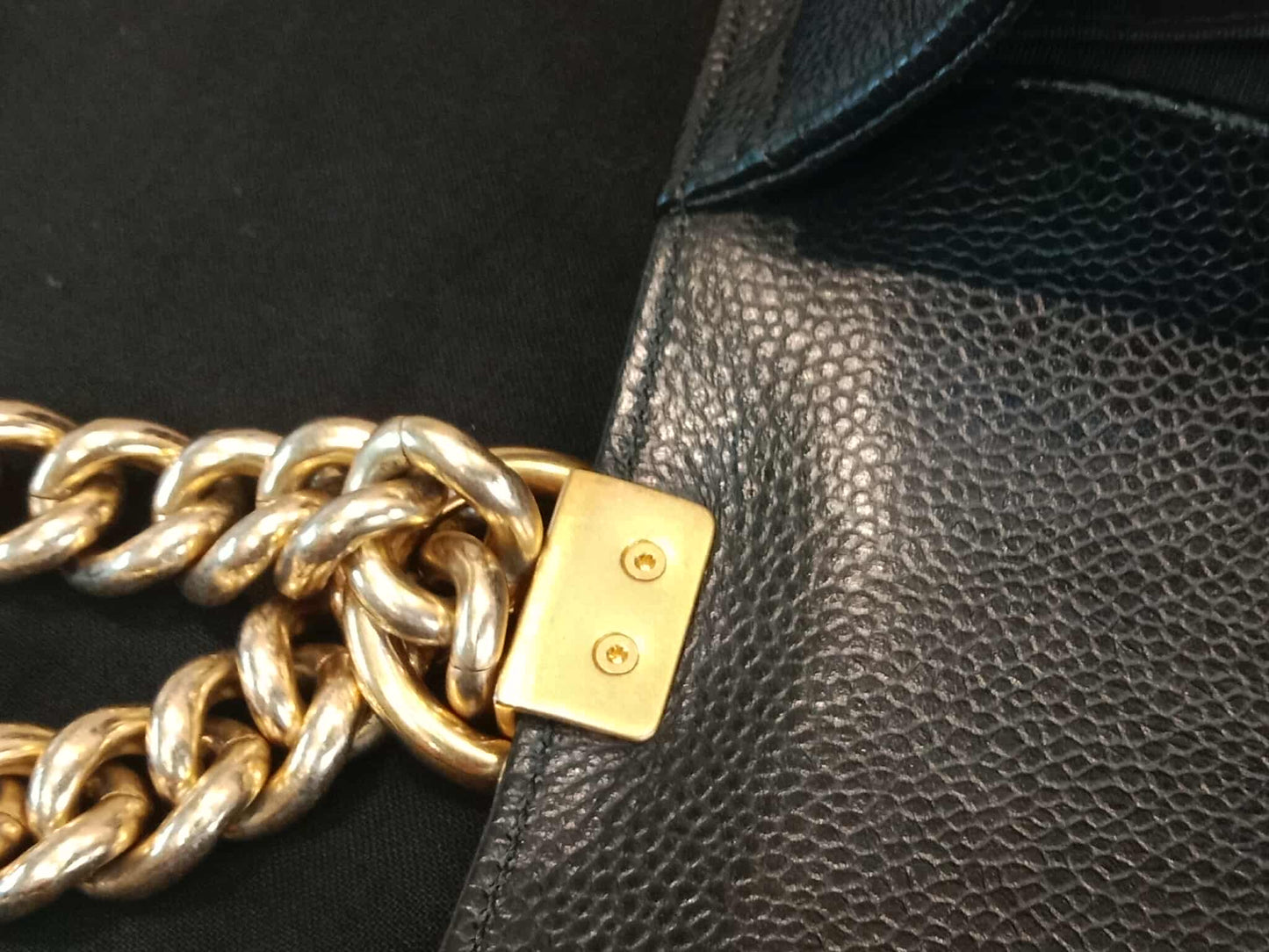 Chanel Leboy Old Medium Quilted Caviar Black Series 25