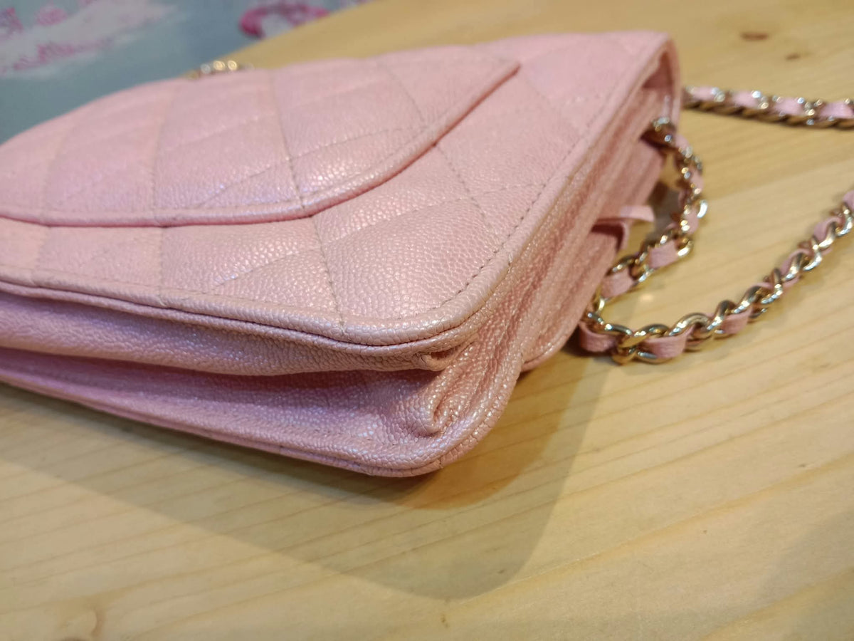 Chanel Classic Wallet on Chain Pink Iridescent Caviar Series 27